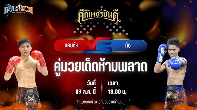 วิเคราะห์มวยวันนี้ ศึกเพชรยินดี เป็นการพบกันระหว่าง แคนชัย พันธ์ดักษ์รัตน์บุรี และ ทัช ว.วัฒนะสุพงศ์