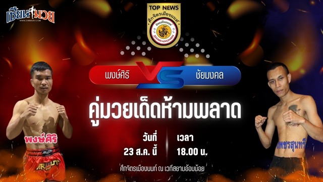 วิเคราะห์มวยวันนี้ ศึกจิตรเมืองนนท์ เป็นการพบกันระหว่าง พงษ์ศิริ ซูจีบะหมี่เกี๊ยว และ ชัยมงคล ภูเก็ตไฟต์คลับ