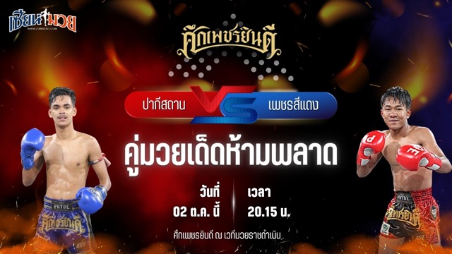 วิเคราะห์มวยวันนี้ ศึกเพชรยินดี ช่วงที่ 2 เป็นการพบกันระหว่าง ปากีสถาน เอราวัณ และ เพชรสีแดง ศิษย์เจริญทรัพย์