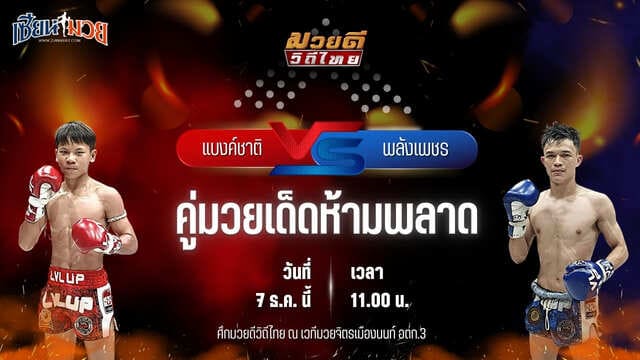 วิเคราะห์มวยวันนี้ ศึกมวยดีวิถีไทย เป็นการพบกันระหว่าง แบงค์ชาติ ทต.กุดน้ำใส พบ พลังเพชร ศิษย์ซ้อบี