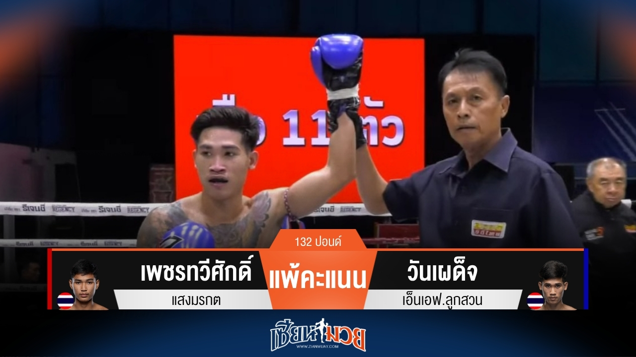 ผลมวยวันนี้ วันเผด็จ ฟอร์มดี! ชนะคะแนน เพชรทวีศักดิ์ แบบขาดลอย
