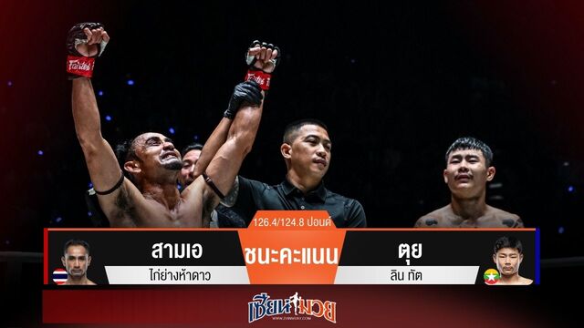 ผลมวยวันนี้ สามเอได้คนละนับ! เฉือนชนะคะแนน ตุย ลิน ทัต แบบสุดมันส์