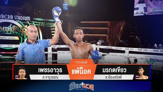 ผลมวยวันนี้ “มรกตเขียว” ต่อยหมัดปิดเกมน็อค “เพชรอาวุธ” ยก 2