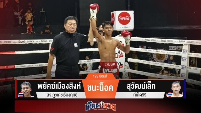 ผลมวยวันนี้ “พยัคฆ์เมืองสิงห์” รัวแข้ง! น็อค “สุวัฒน์เล็ก” ยก 2