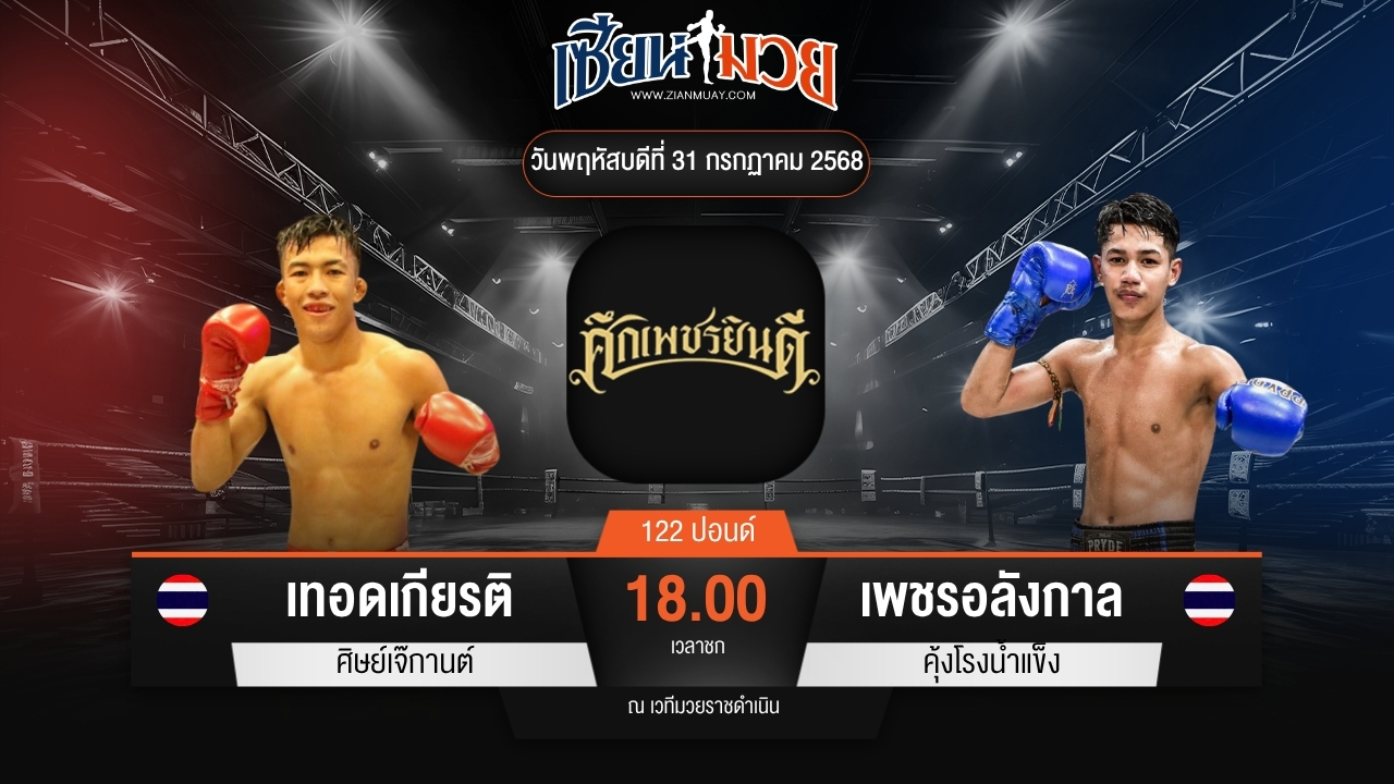 ไฮไลท์มวยศึกเพชรยินดี ระหว่าง เทอดเกียรติ ศิษย์เจ๊กานต์ พบ เพชรอลังกาล คุ้งโรงน้ำแข็ง