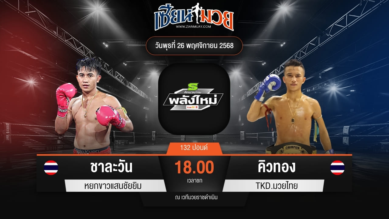 ไฮไลท์มวยศึกมวยไทยพลังใหม่ ระหว่าง ชาละวัน หยกขาวแสนชัยยิม พบ คิวทอง TKD.มวยไทย