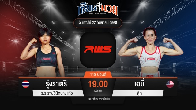 ไฮไลท์มวยศึก RWS ระหว่าง รุ่งราตรี ร.ร.ราชวินิตบางแก้ว พบ เอมี่ ดุ๊ก